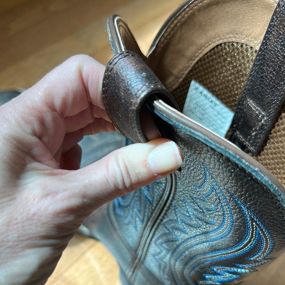 Ariat Brown and Blue Western Cowboy Boots cowboy arena leather boots 8.5 - Picture 10 of 12